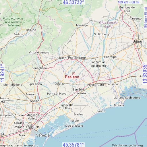 Pasiano on map