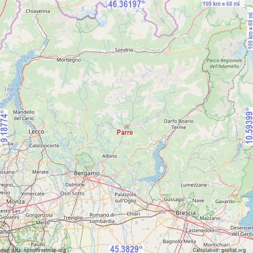 Parre on map