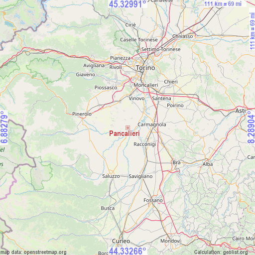 Pancalieri on map