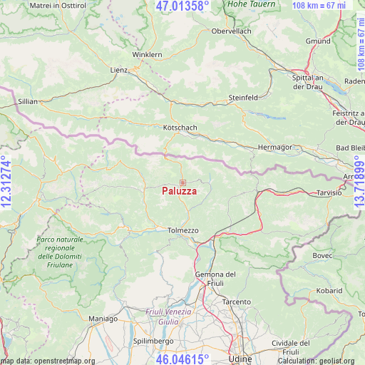 Paluzza on map