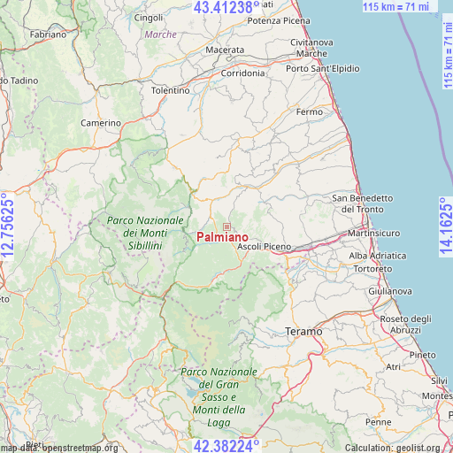 Palmiano on map