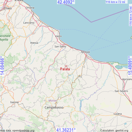 Palata on map