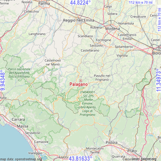 Palagano on map