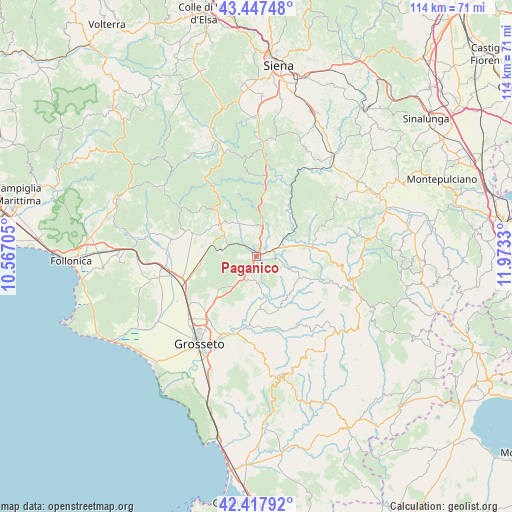 Paganico on map
