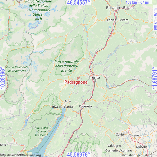 Padergnone on map