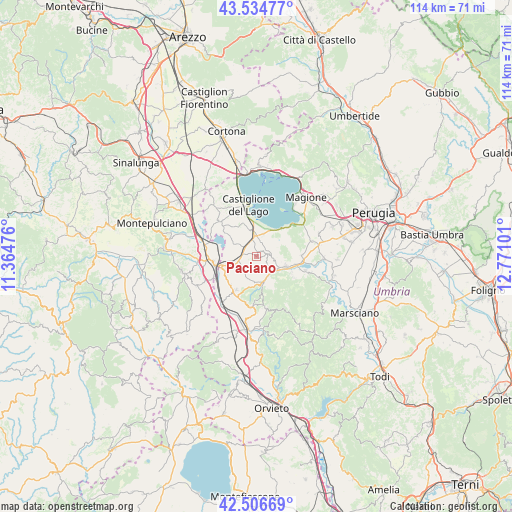 Paciano on map