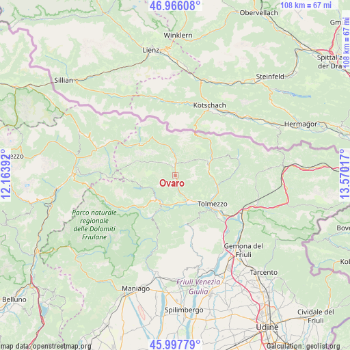 Ovaro on map