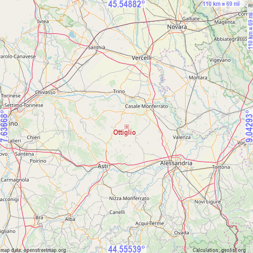 Ottiglio on map