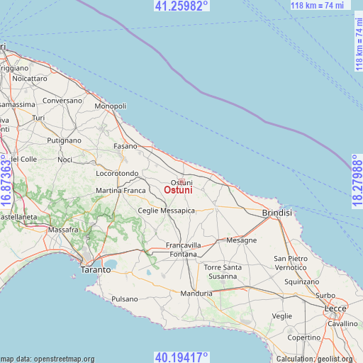 Ostuni on map