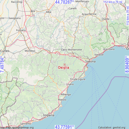 Osiglia on map