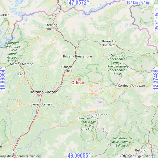 Ortisei on map