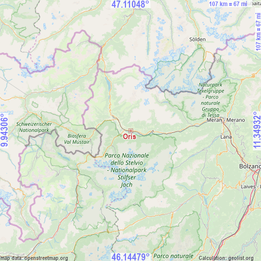 Oris on map