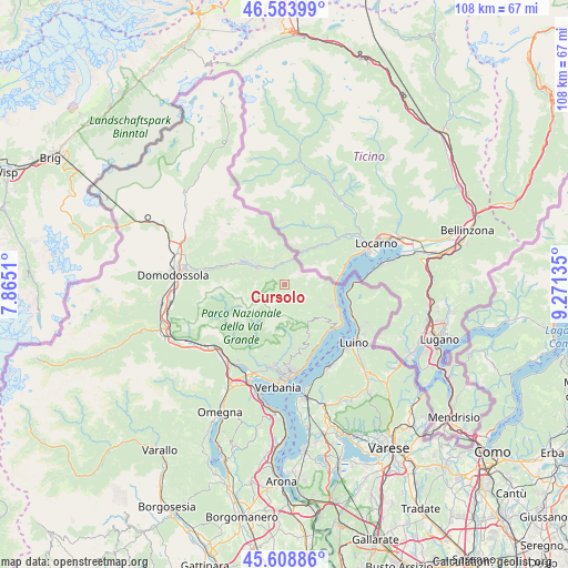 Cursolo on map