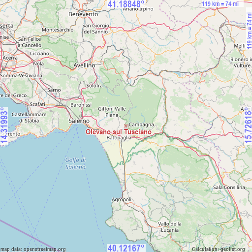 Olevano sul Tusciano on map