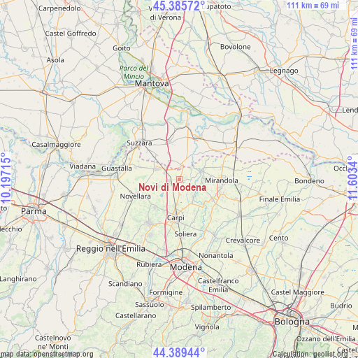 Novi di Modena on map