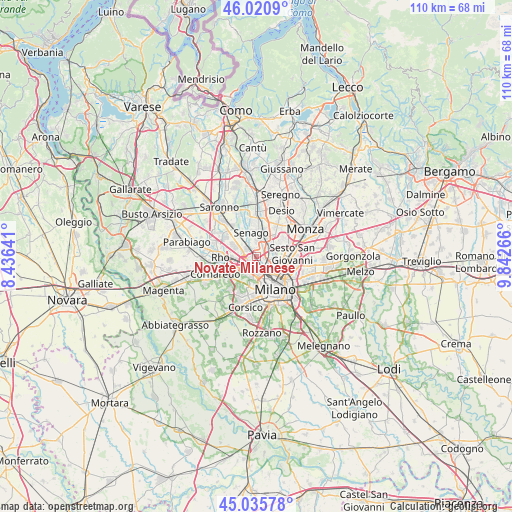 Novate Milanese on map