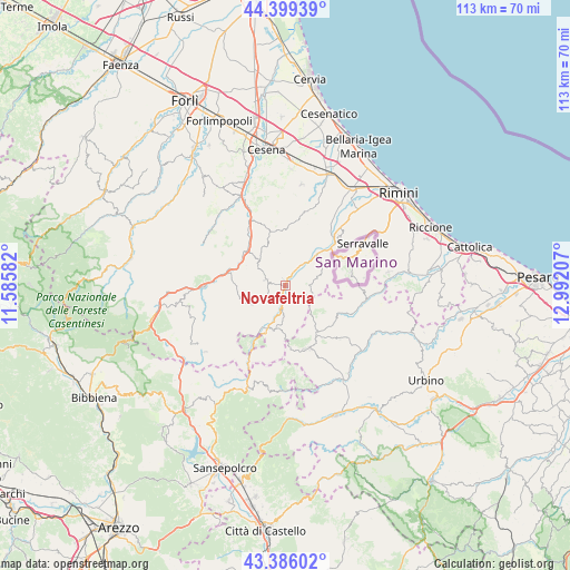 Novafeltria on map