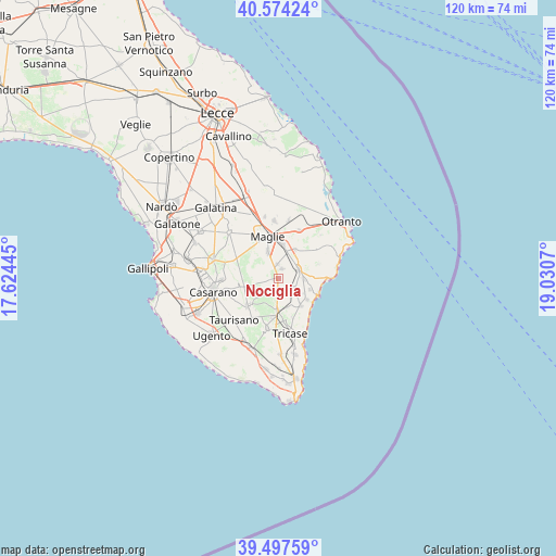 Nociglia on map