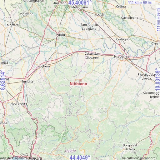 Nibbiano on map