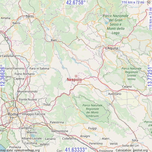 Nespolo on map