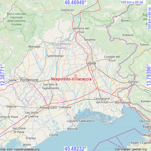 Nespoledo-Villacaccia on map