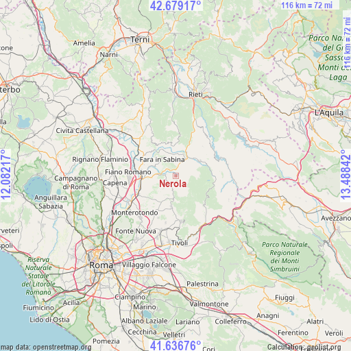 Nerola on map