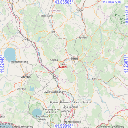 Narni on map