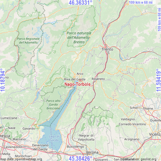 Nago-Torbole on map