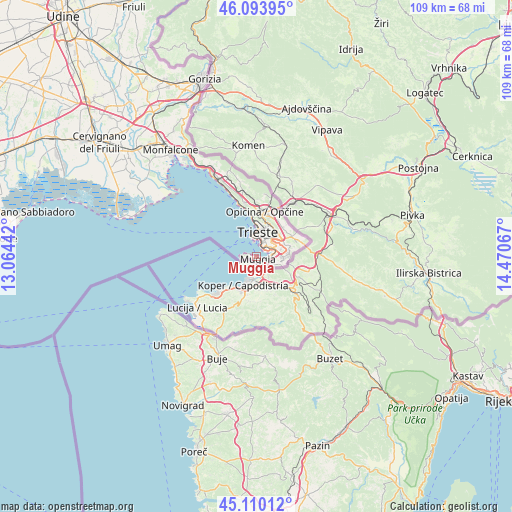 Muggia on map