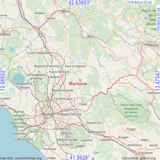 Moricone on map