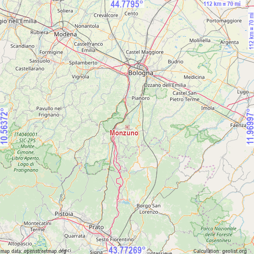 Monzuno on map