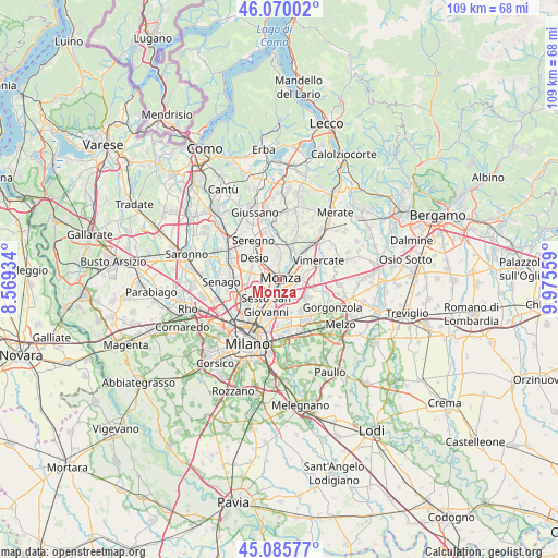 Monza on map