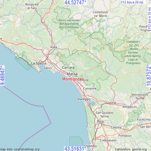 Montignoso on map
