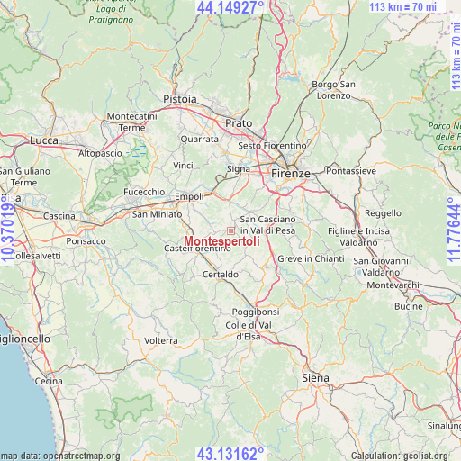 Montespertoli on map