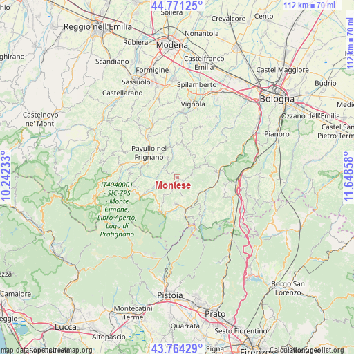 Montese on map