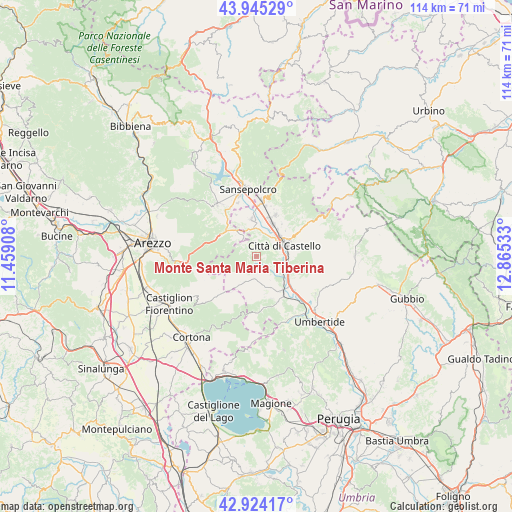 Monte Santa Maria Tiberina on map