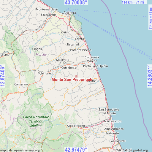 Monte San Pietrangeli on map