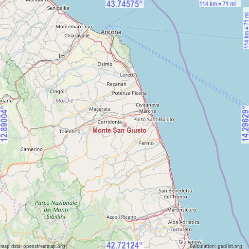 Monte San Giusto on map