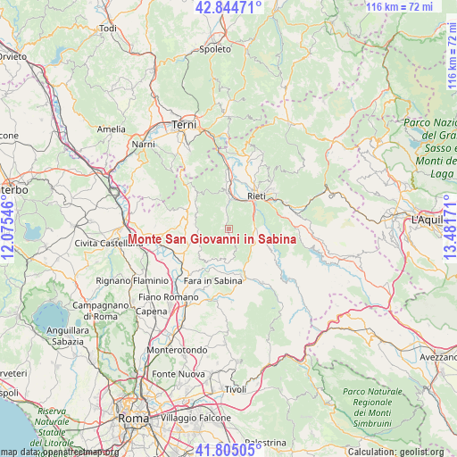 Monte San Giovanni in Sabina on map