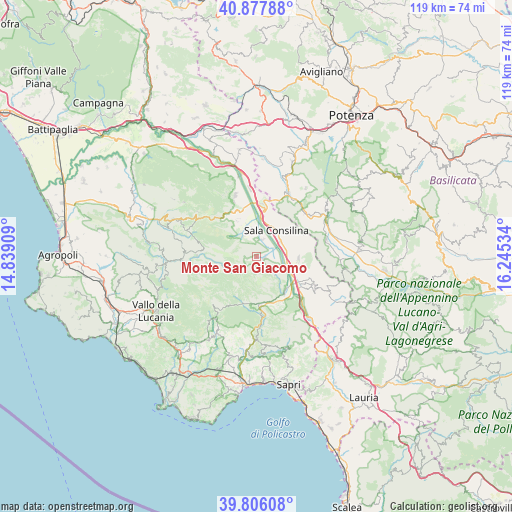 Monte San Giacomo on map