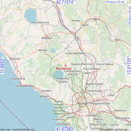 Monterosi on map