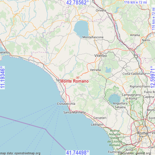 Monte Romano on map