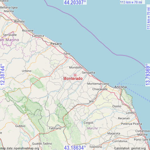 Monterado on map