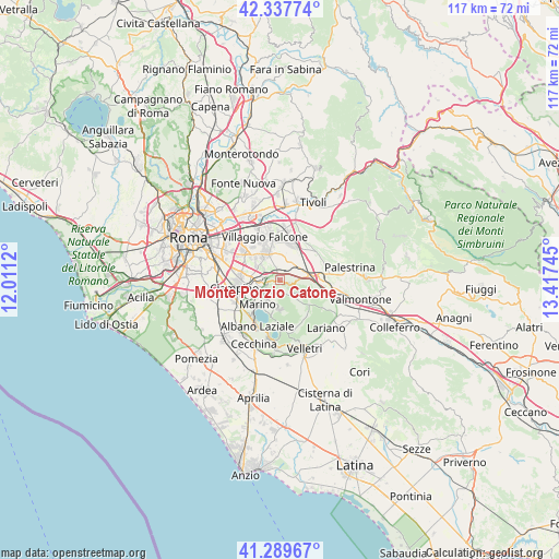 Monte Porzio Catone on map