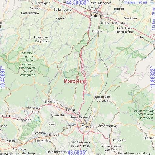 Montepiano on map