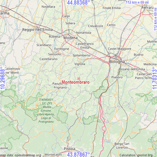 Monteombraro on map