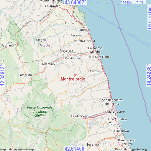 Montegiorgio on map