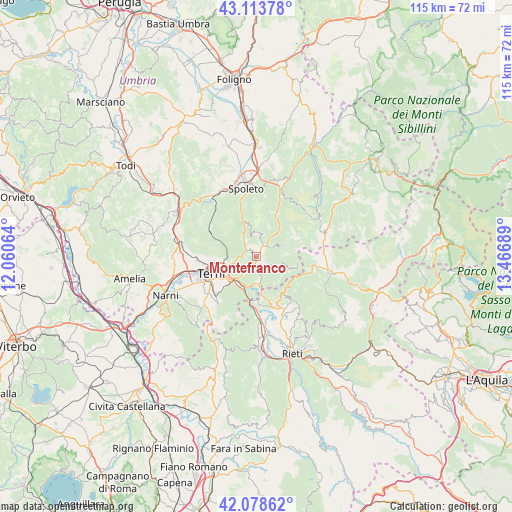 Montefranco on map