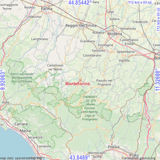 Montefiorino on map