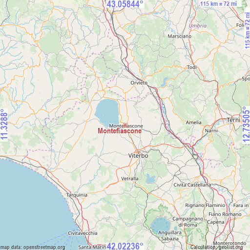 Montefiascone on map